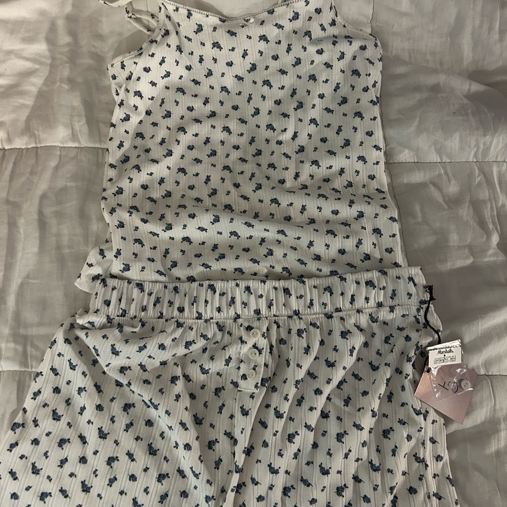 Marshalls Blue and White Floral Tank and Shorts Pajama Set